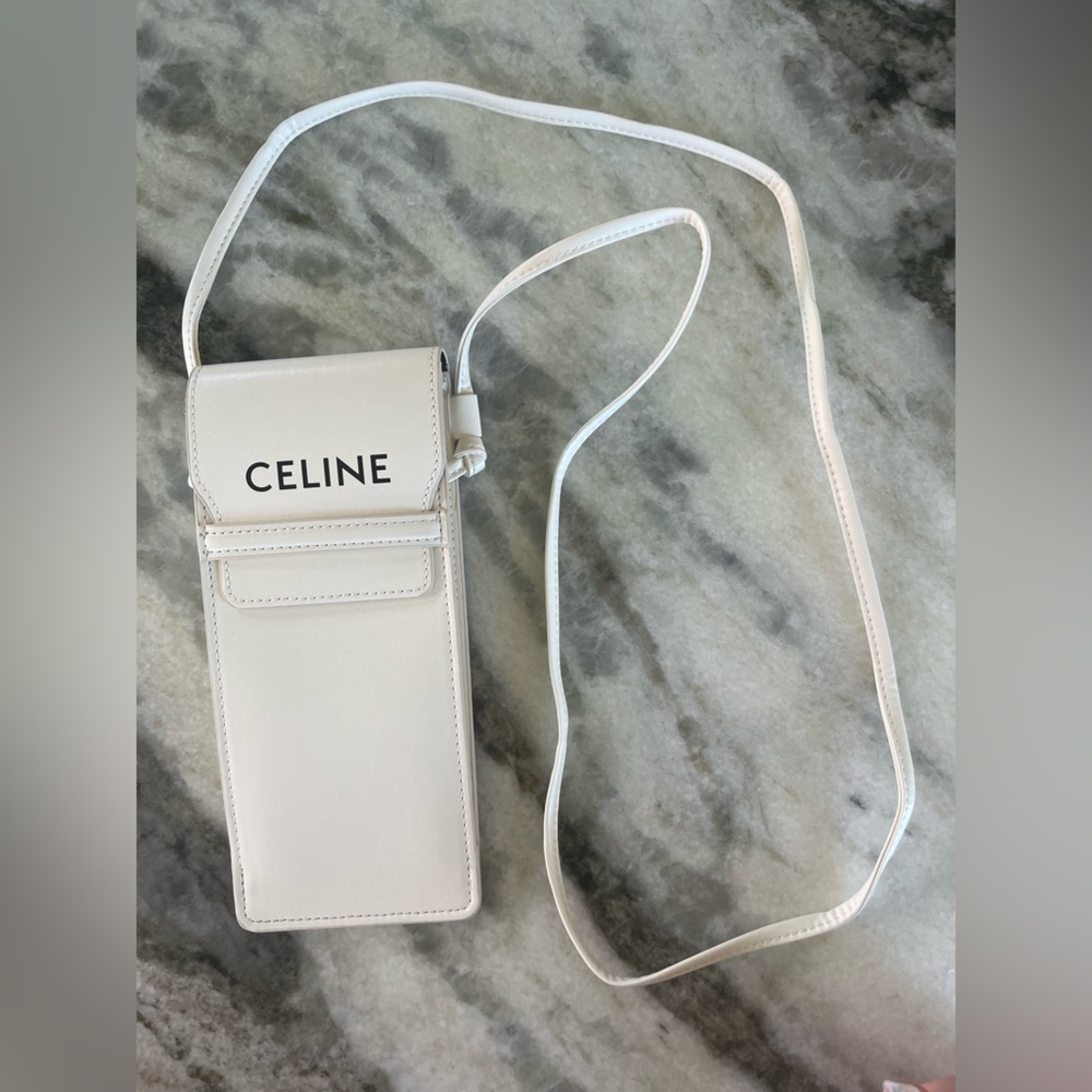 Celine White Leather Phone or Sunglasses Crossbody Bag